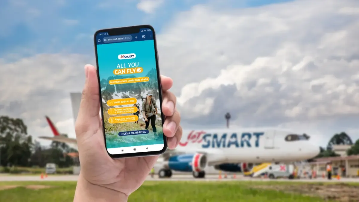 Como en los estadios: JetSmart (@VuelaJetSMART) lanza el 'bono' para volar ilimitado por Suramérica todo el año

La aerolínea estrena una membresía anual que permite viajar a nueve países pagando solo tasas por cada vuelo.

Detalles ⬇️
