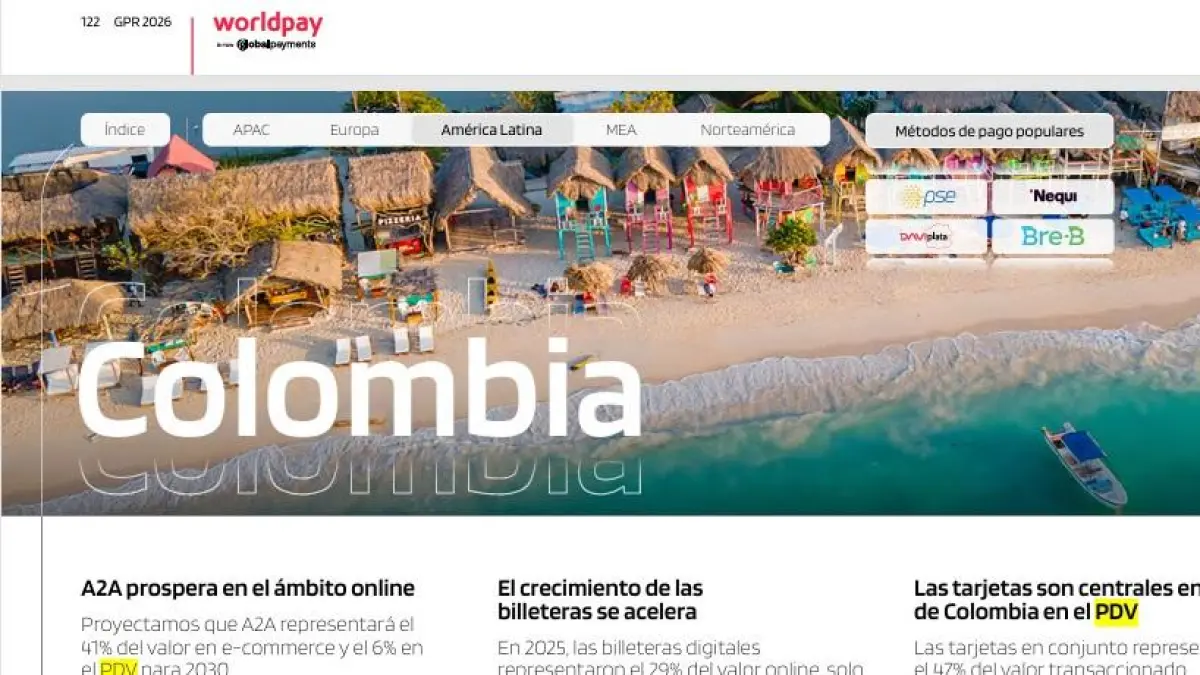 Bre-B y billeteras impulsan el crecimiento de los pagos digitales en Colombia, dice el Global Payments Report