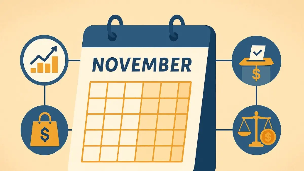 PIB, elecciones, Black Friday y salario mínimo marcarán la agenda económica de noviembre en el país. 

Según Scotiabank Colpatria (@ScotiaColpatria ), el panorama internacional también será clave para los inversionistas.

Detalles. ⬇