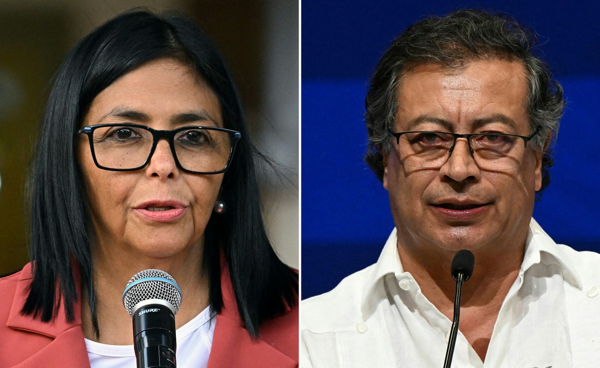 Delcy Rodríguez, presidenta encargada de Venezuela, y Gustavo Petro, presidente de Colombia